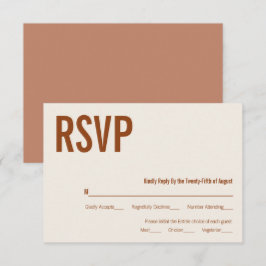 Simple Boho Terracotta Typografy Wedding RSVP Karte