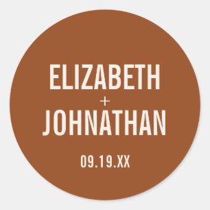 Simple Boho Terracotta Typografy Wedding Runder Aufkleber