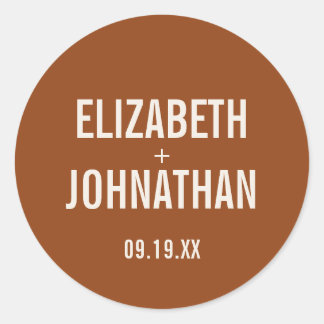 Simple Boho Terracotta Typografy Wedding Runder Aufkleber