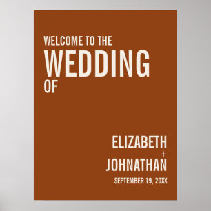 Simple Boho Terracotta Typografy Wedding Willkomme Poster
