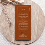 Simple Boho Terracotta Wedding Flat Menükarte<br><div class="desc">Dieses einfache Boho Terracotta Wedding Flat Menu bietet eine raffinierte, abgestufte Palette von neutralem Elfenbein, gepaart mit einer herrlichen Mischung und passenden Optionen wie Rostterrakotta, Salbei Grün und Pflaume. Die schlichte Eleganz einfacher Typografie und sanfte Bögen schaffen eine beruhigende und polierte Ästhetik mit klassischem minimalistischem Stil. Die Farbkombination bietet ein...</div>