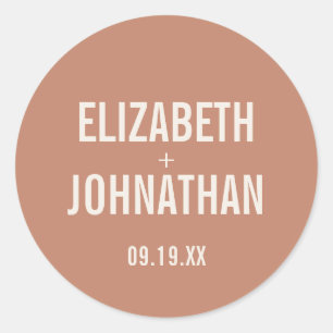 Simple Boho Typografie Clay Wedding Runder Aufkleber