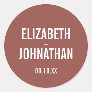Simple Boho Typografy Wedding Runder Aufkleber