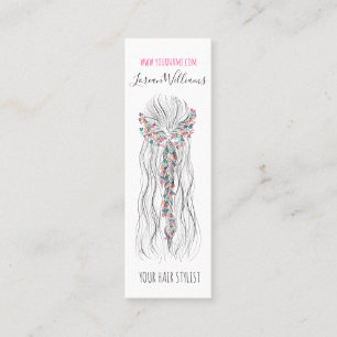 Simple Boho Wedding Hair Stylist Romantische Blume Mini Visitenkarte