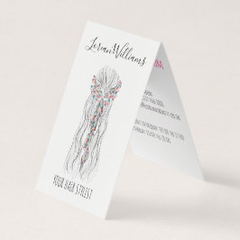 Simple Boho Wedding Hair Stylist Romantische Blume Visitenkarten