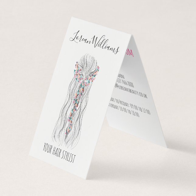 Simple Boho Wedding Hair Stylist Romantische Blume Visitenkarten (Vorderseite)