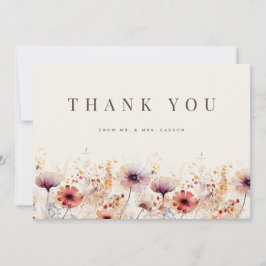 Simple Boho Wildblume Beige Vielen Dank Karte