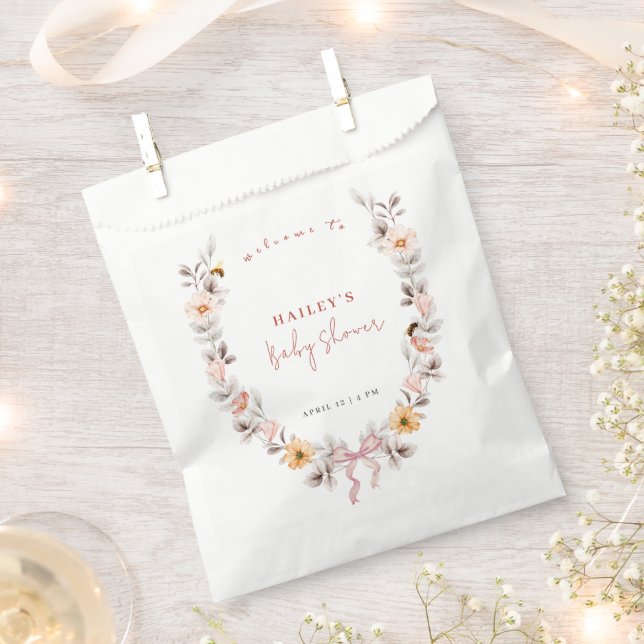 Simple Boho Wildblume Wreath Welcome Baby Dusche Geschenktütchen (Ausgeschnitten)