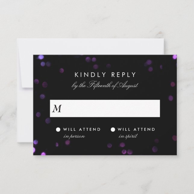 Simple Bokeh Glam Noir & Rose Wedding RSVP (Devant)