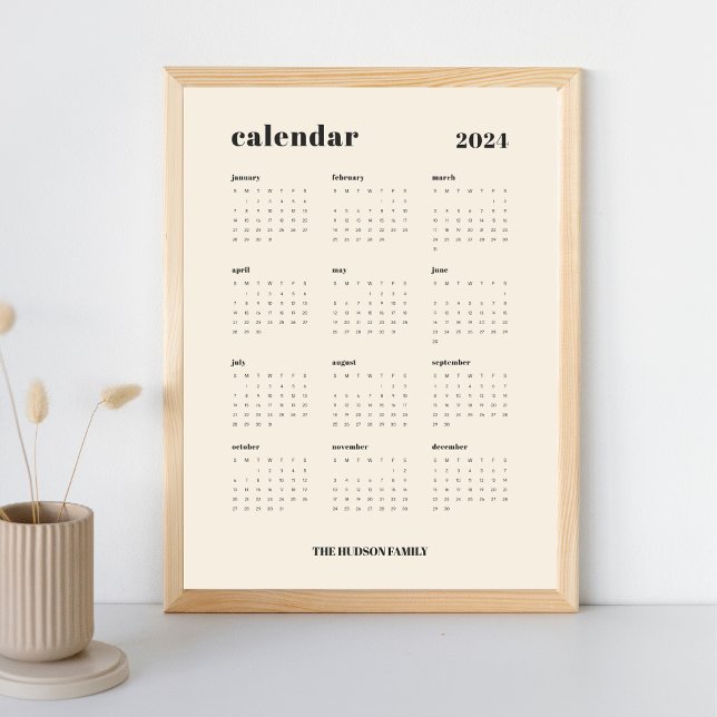 SImple Bold | Creme und Black 2024 Kalender Poster (Von Creator hochgeladen)