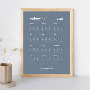 SImple Bold Schwarz/Weiß-Kalender 2024 Poster