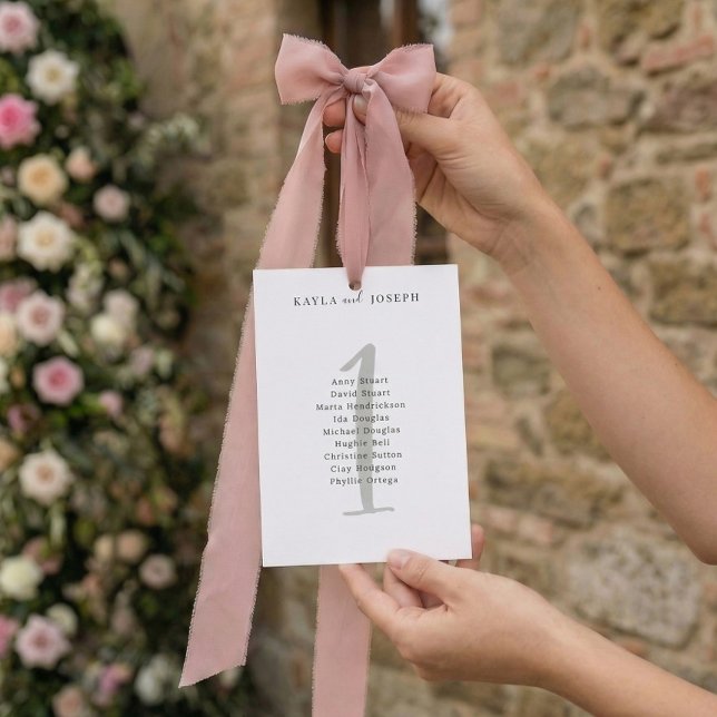 Simple Bold Wedding Guest List Table Number 1 Card Einladung (Von Creator hochgeladen)