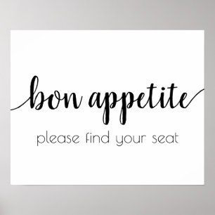 Simple Bon Appetit Schwarzes Skript Jedes Ereign Poster
