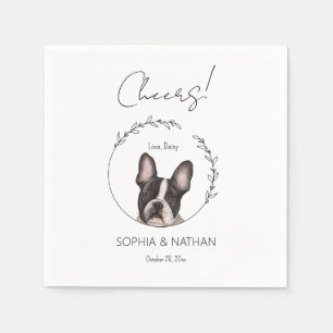 Simple Boston Terrier Dog Wedding Cocktail Serviette