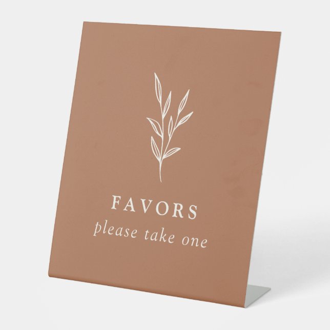 Simple Botanique Brûlé Orange Faveur Mariage Signe (Recto)