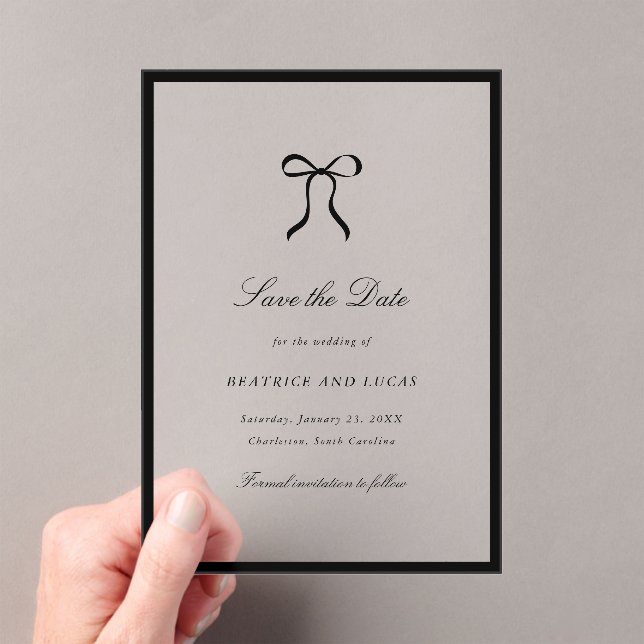 Simple Bow Classic Wedding Save the Date Acryleinladungen (Insitu (Handheld))