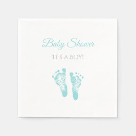 Simple Boy Baby Shower Wertvoll Blue Footprints Serviette