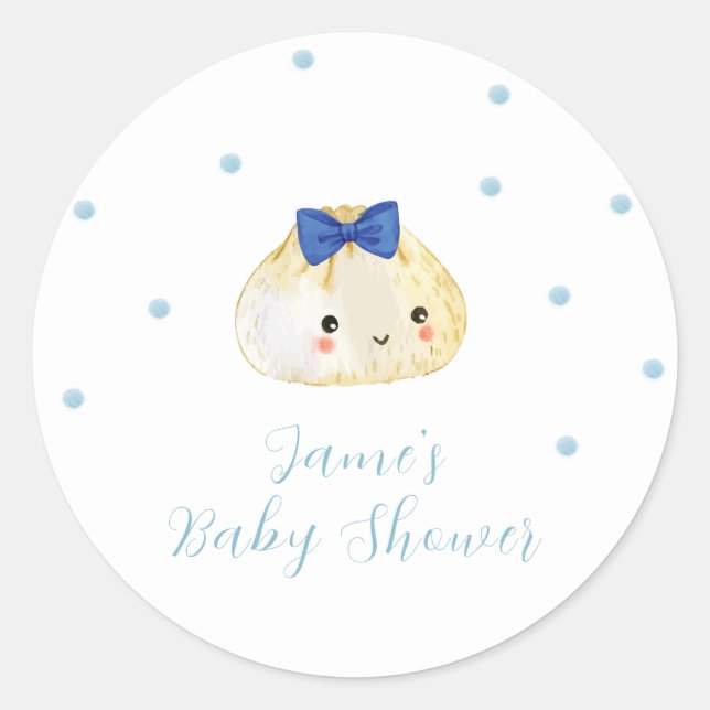 Simple Boy Little Dumpling Baby Dusche Runder Aufkleber (Vorderseite)