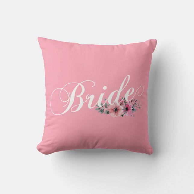 Simple Bride Calligraphie Florale | Coussin Jetabl (Recto)