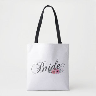 Simple Bride Floral Calligraphy   Sac fourre-tout