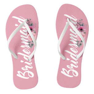 Simple Bridesmaid Wedding Calligraphy Flip Flops