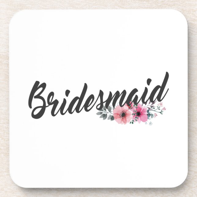 Simple Bridesmaid Wedding Calligraphy | UNTERSETZE Getränkeuntersetzer (Vorderseite)