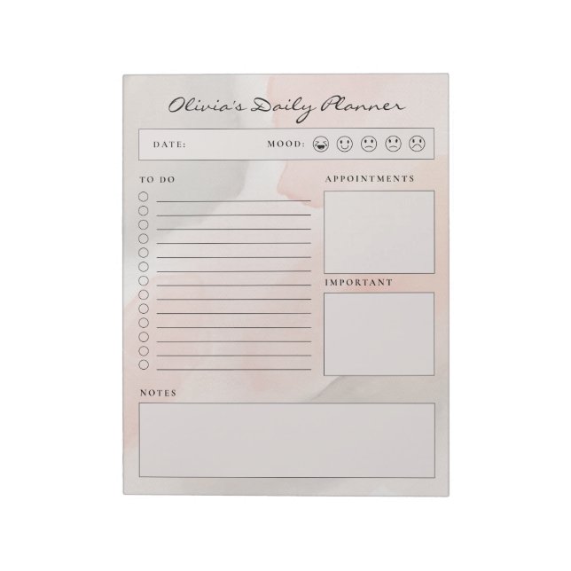Simple Brown and Beige Minimalist Daily Planner Notizblock (Rotiert)
