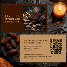 Simple Brown Chocolate Maker Photo Social QR Code  Visitenkarte
