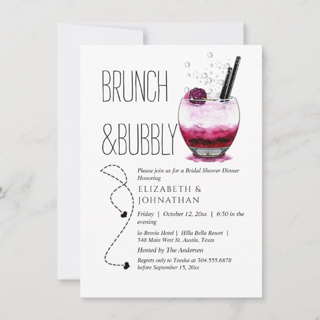 Simple Brunch Et Cocktail Bubbly Invitation (Devant)