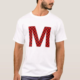 Simple Buffalo Karierte Hauptstadt Letter M Buffal T-Shirt