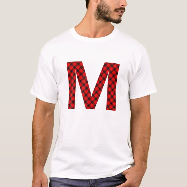 Simple Buffalo Karierte Hauptstadt Letter M Buffal T-Shirt (Vorderseite)