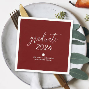 Simple Burgundy Graduate 2024 Graduation Party Serviette