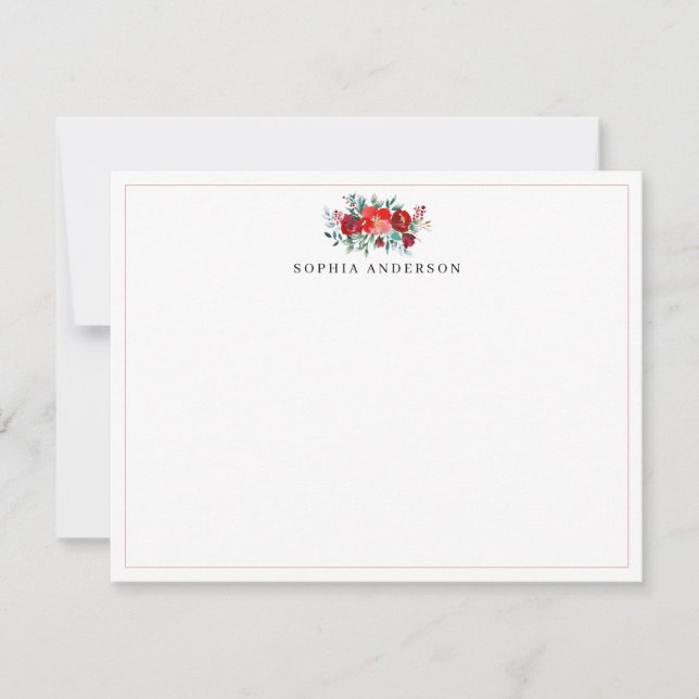 Simple Burgundy Red Holly Berries Blätter Weihnach Mitteilungskarte (Vorderseite)