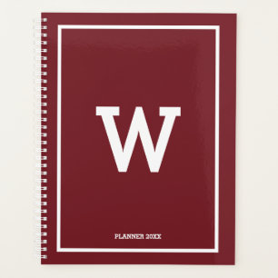 Simple Burgundy Rouge initial Mois mensuel