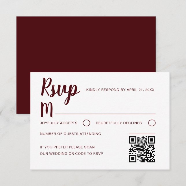 Simple Burgundy RSVP Wedding  (Devant / Derrière)