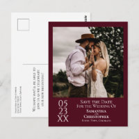 Simple Burgundy Wedding Save the Date Photo