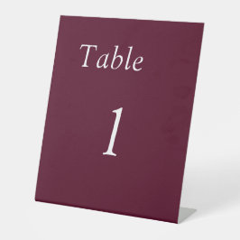 Simple Burgundy Wedding Tischnummer Sockelschild