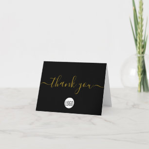 Simple Business Company Logo Social Gold Schwarz Dankeskarte