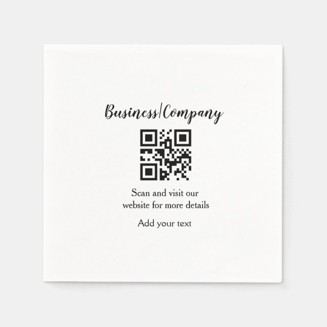 Simple business company website barcode QR add nam Serviette (Vorderseite)
