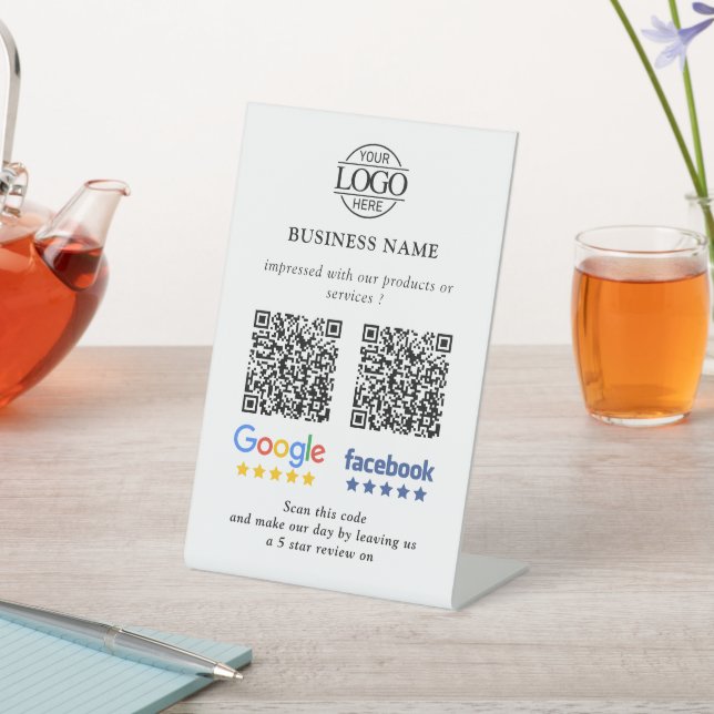 Simple Business Google & Facebook Reviews QR Code Sockelschild (In SItu)