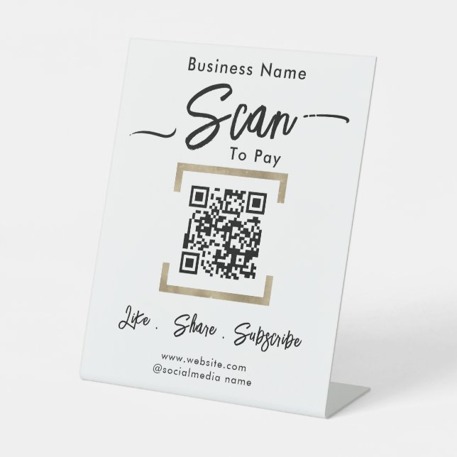 Simple Business Guest Scan to Pay Pedestal Sign Sockelschild (Vorderseite)