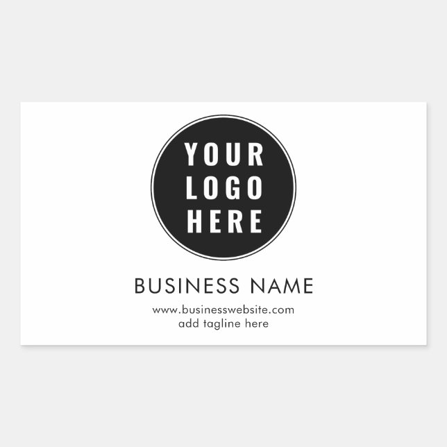Simple Business Logo and Website Promotional Rechteckiger Aufkleber (Vorderseite)
