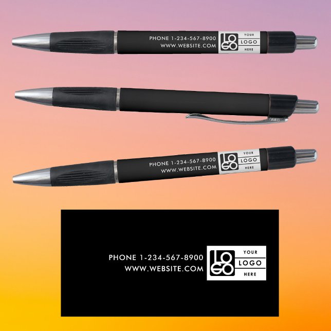 Simple Business Logo Custom Text Black White Kugelschreiber (Simple Business Logo Custom Text Black White Pen)