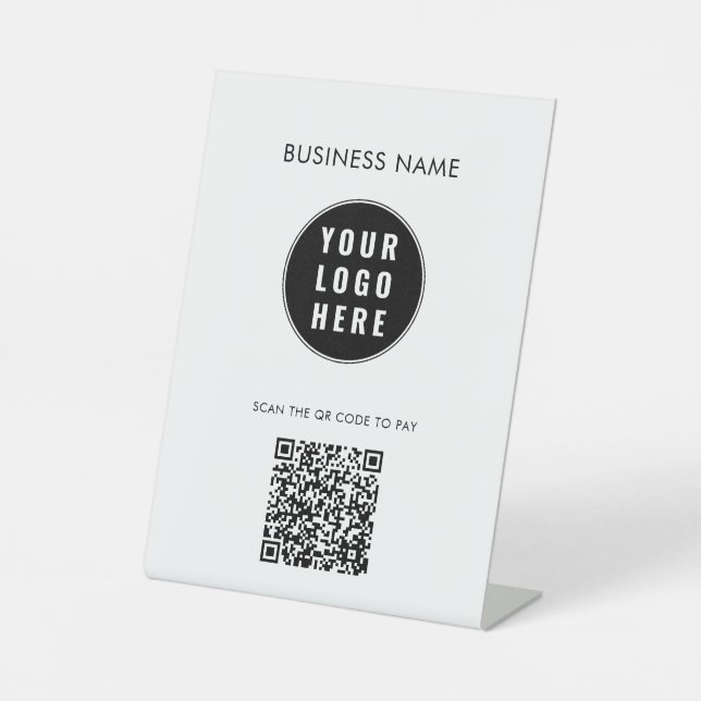 Simple Business Logo Modern QR Code Custom Sockelschild (Vorderseite)