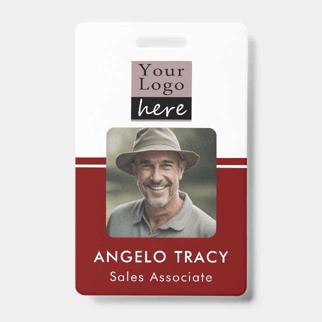 Simple Business Logo Photo Name Badge (Avant)