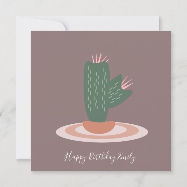 SImple Cactus Spikey Illustration Birthday (Vorderseite)