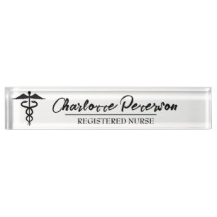 Simple Caduceus Custom Doctor Nurse Namensplakette