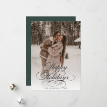 Simple Calligraphie Élégante Carte de Noël Verte P