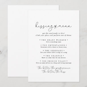 Simple Calligraphie Mariage Kissing Menu Carte de