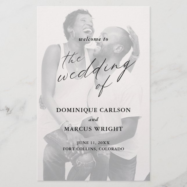 Simple Calligraphie Programme de mariage photo (Devant)